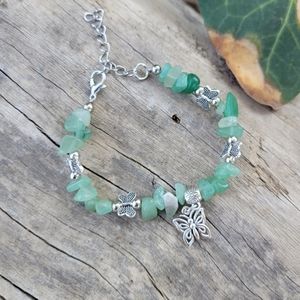 Green Aventurine Crystal Butterfly Charm Bracelet Crystal Bracelet Green Aventur